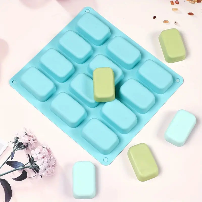 12 Compartment Rectangular Soap Mold ( 1pc 9.25*8.35inch )