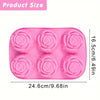 Pack Silicone Rose Flower Baking Molds, 6-Cavity