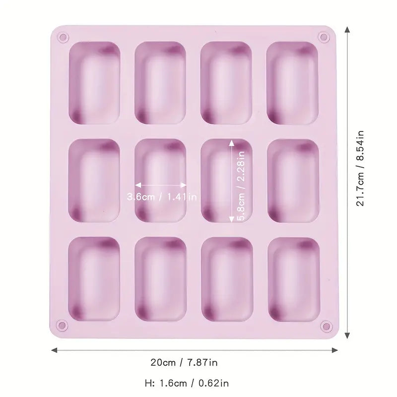 12 Compartment Rectangular Soap Mold ( 1pc 9.25*8.35inch )